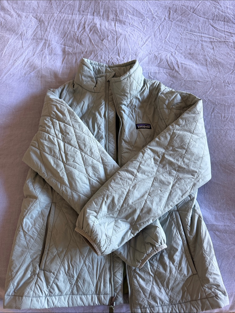 Girls XL Patagonia Quilted Pale blue-green Zip Jacket